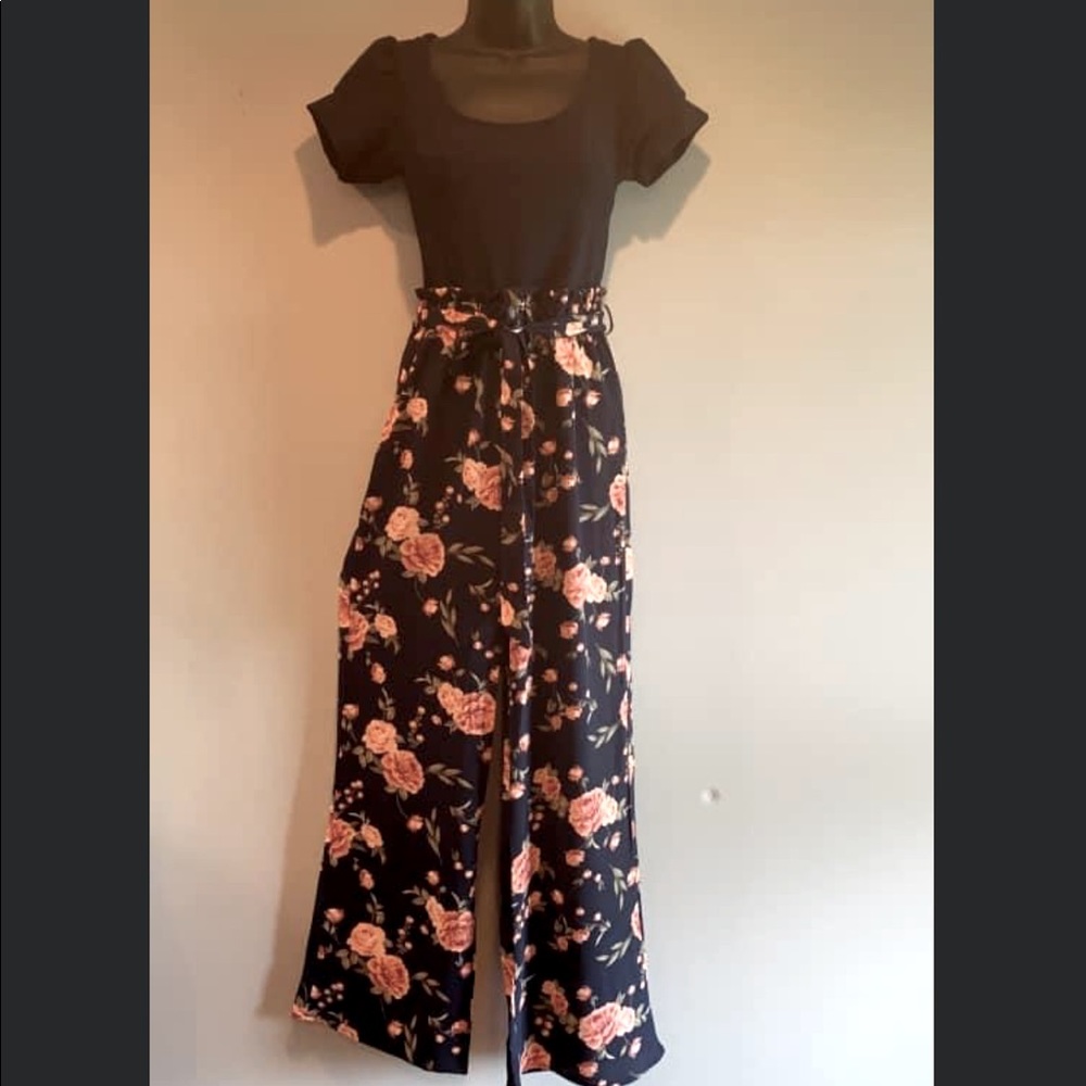 Navy blue front tie pantsuit